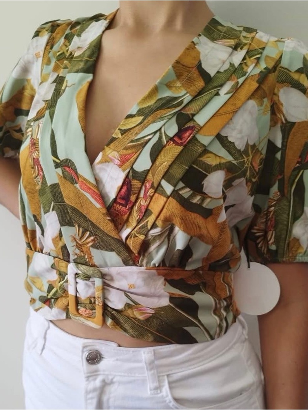 NWT Milk & Honey Tropical Wrap Crop Top - Size S